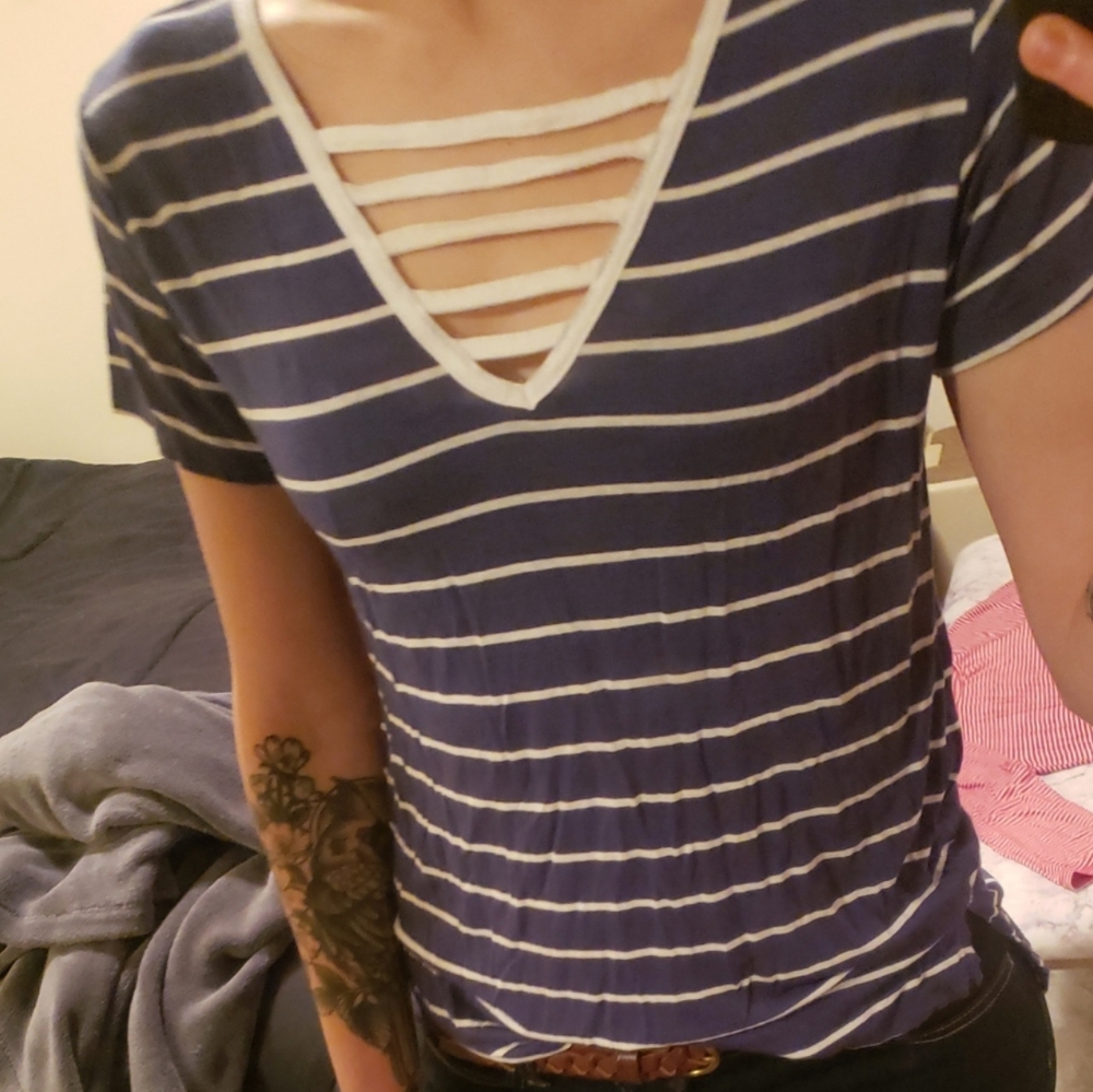 Striped cut out top.